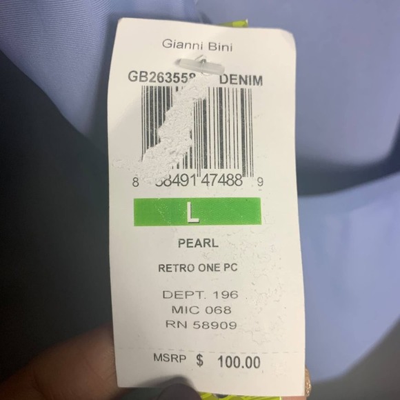 GIANNI BINI Blue Pearl Retro Plunge One-Piece Swim - Picture 7 of 8